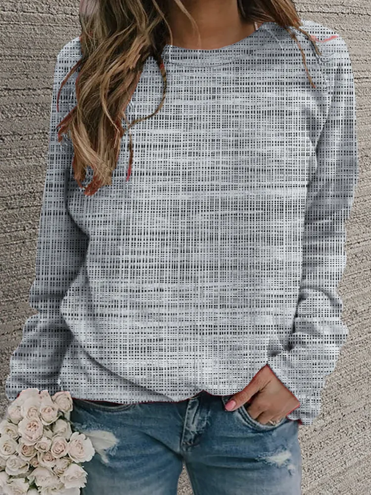 Women's Retro Casual Fashion Round Neck Sweater - Figure 14-L