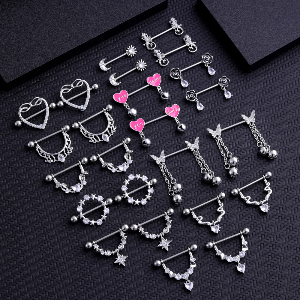 Fashion Zircon Adhesive Nail Piercing Jewelry