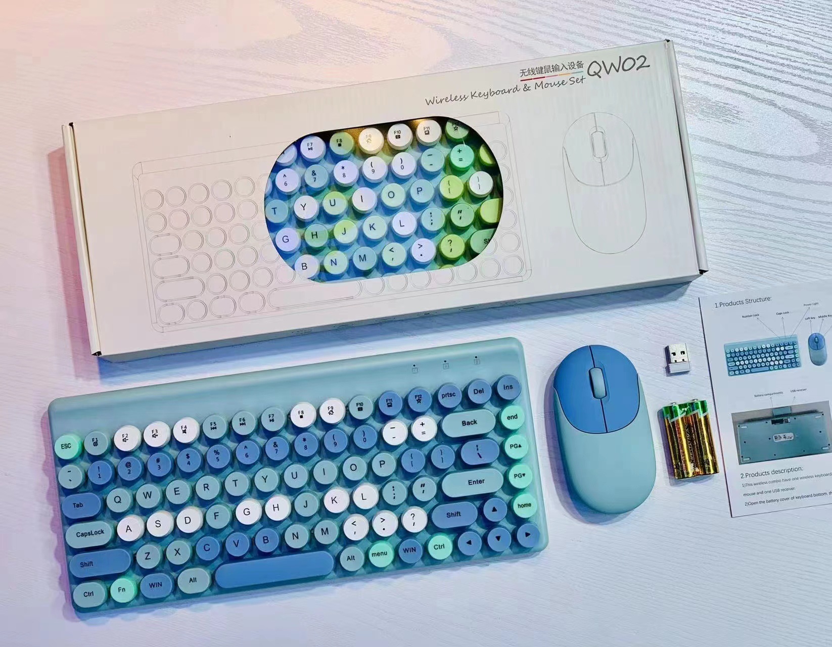 Compact, Mini Wireless Portable Colorful Retro Polka-Dot Key-Mouse Combo 4