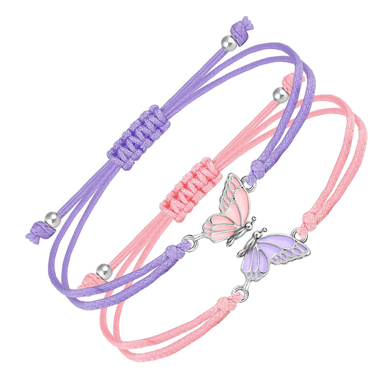 Adjustable Colorful Wax Rope Woven Butterfly Bracelet