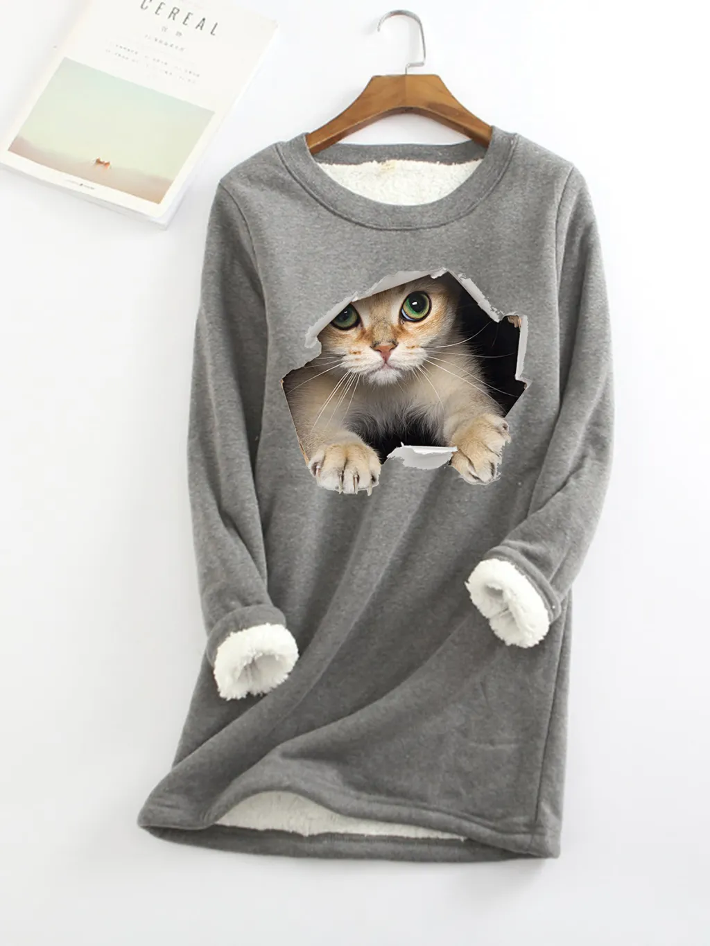 Autumn And Winter New Fleece-lined Thermal Bottoming Shirt Big Sale Printing - Gray