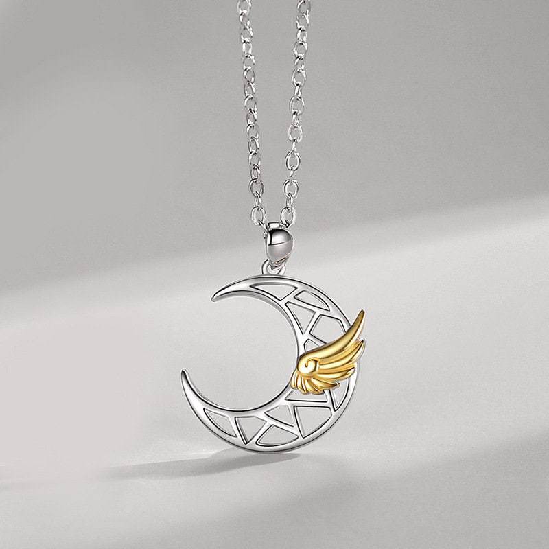 Sun And Moon Angel Wings Magnetic Necklace Simple