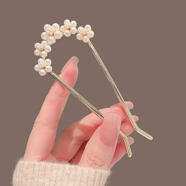 Fairy Temperamental Pearl Hairpin Modern Minimalist Hairpin Ancient Style Dangling Ornament Flower Pearl Hairpin - Shop at LoveMi