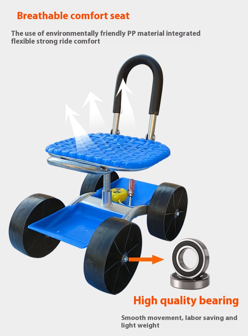 Garden Work Artifact Agricultural Stool Mobile Seat Lazy Car With Wheels