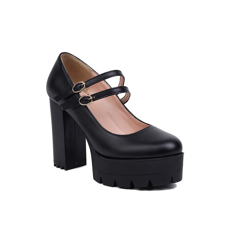 Womens Chunky High-heeled Shoes In Plus Sizes