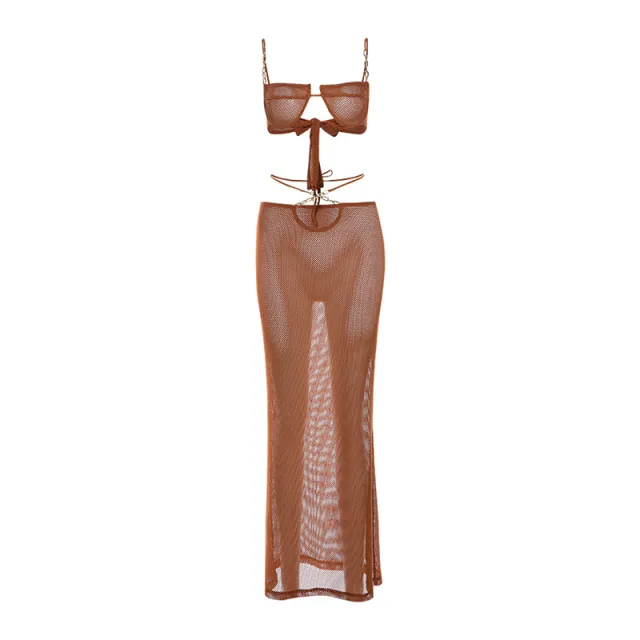 See through Bikini Skirt Suit For Women Brown - Shop at LoveMi