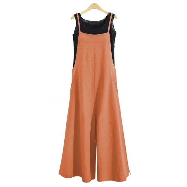 Women's Loose One piece Wide leg Pants Casual Jumpsuit Orange - Shop at LoveMi