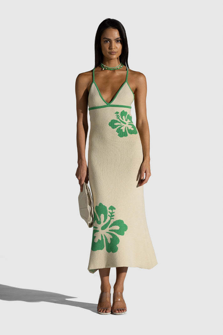 Knitted Strappy Halter V neck Backless Sexy Dress Apricot Beige - Shop at LoveMi