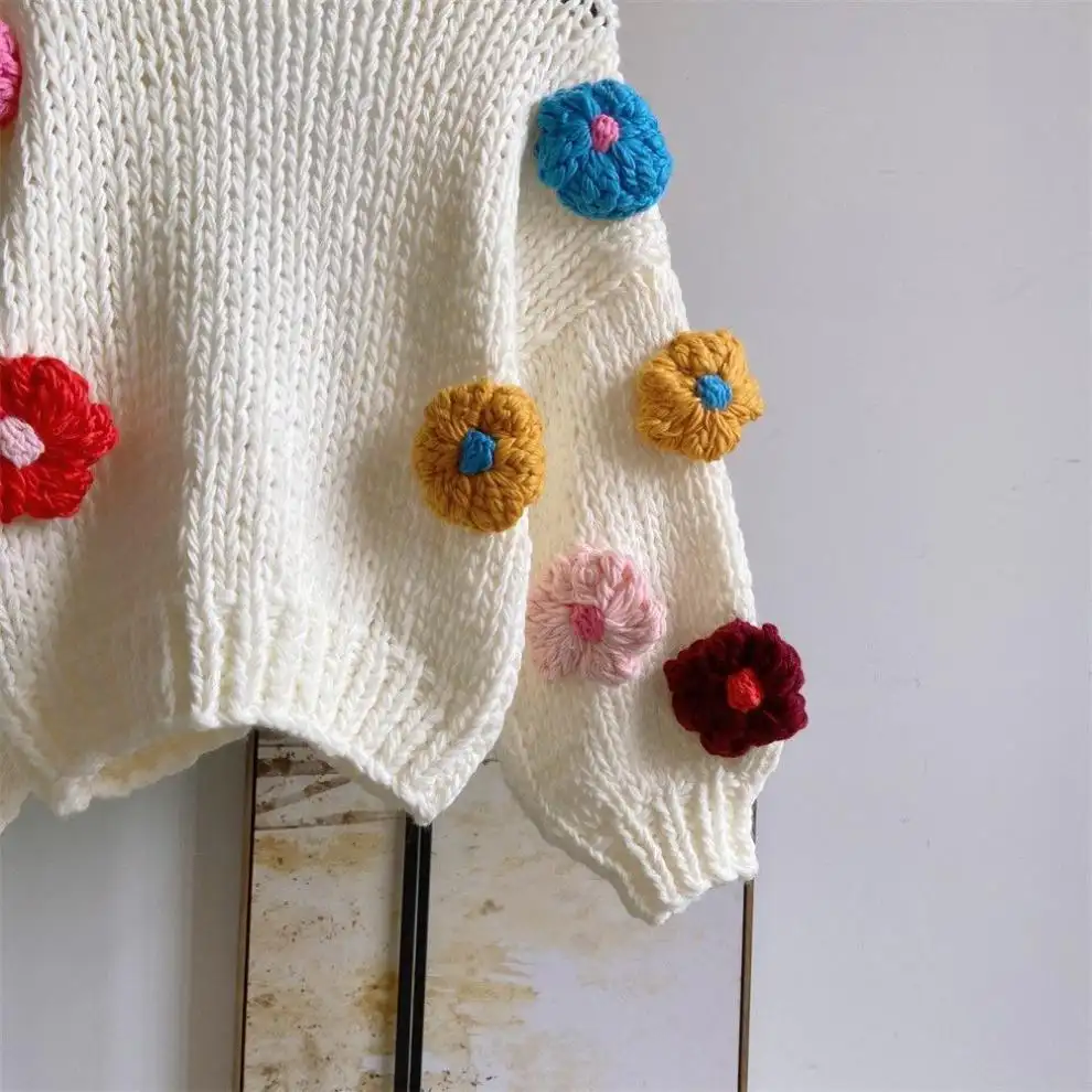 Women's Three-dimensional Flower Sweater Cardigan
