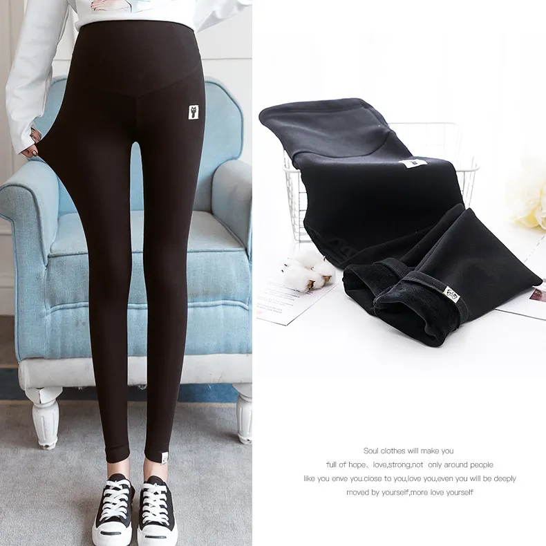 Maternity Leggings Fleece-lined Outer Wear - Reactive Black
