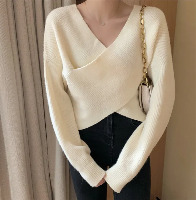 Batwing Sleeve Loose Sweater Sweater For Women Beige - Shop at LoveMi