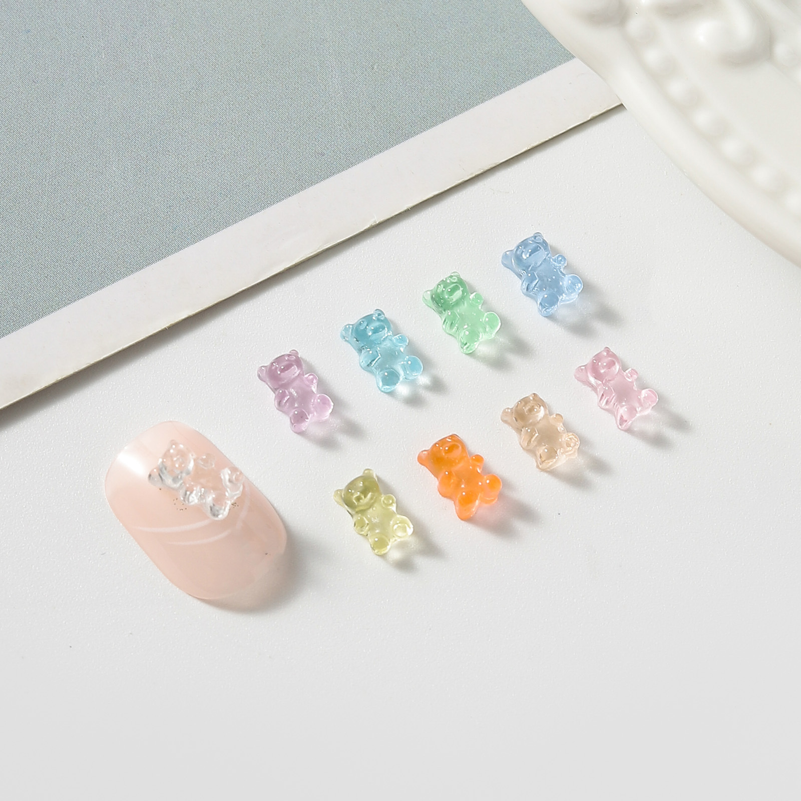 Macaron Mini Bear-shaped DIY Hairpin Phone Case And Nail Accessory