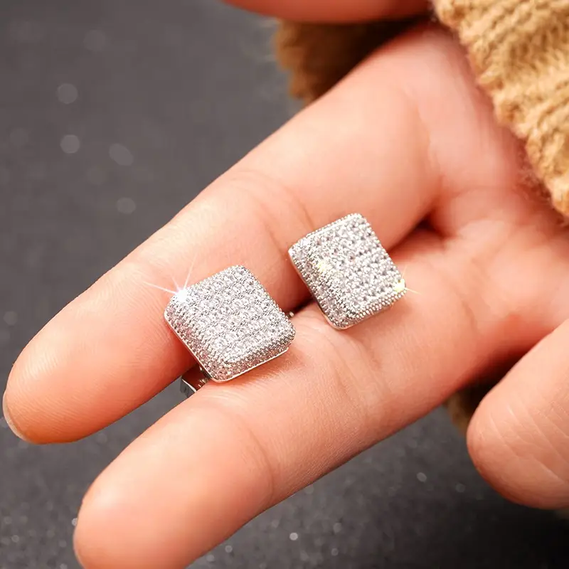 Simple Full-jeweled Stud Earrings Women's Fashion