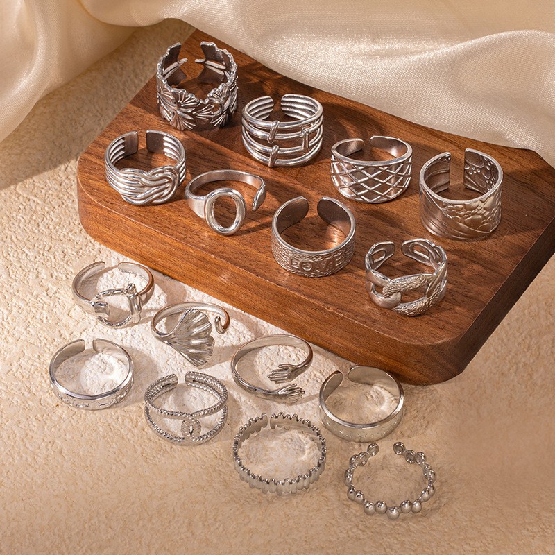 Fashion Personalized New Fishtail Palm Plaid Ring
