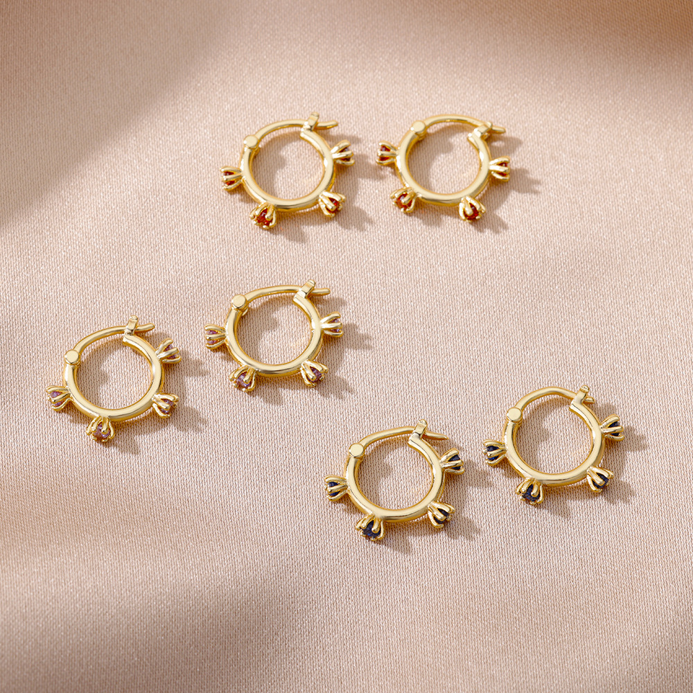 Personalized Niche Design Color Zircon Ear Ring