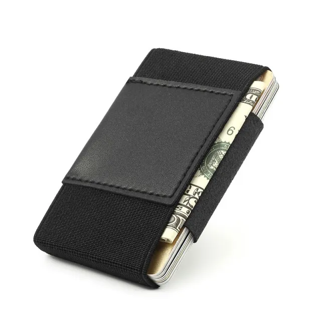 Minimalist Ultra thin Wallet Credit Card Case Elastic Band Black - Shop at LoveMi