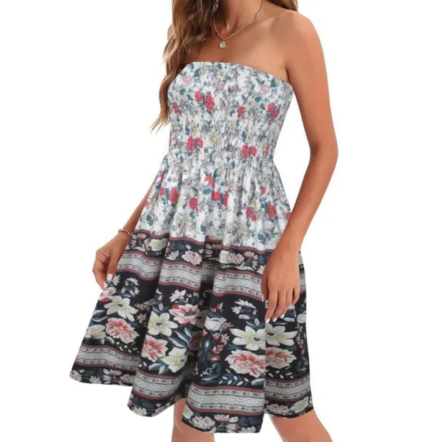 European And American Spring And Summer New Fashion Printed Beach Vacation Sexy Tube Top Dress Color 08 Xl - Shop at LoveMi