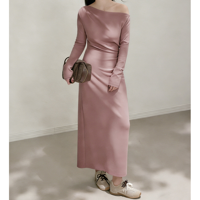One-Shoulder Long-Sleeve Sheath Dress, picture 3 of 7
