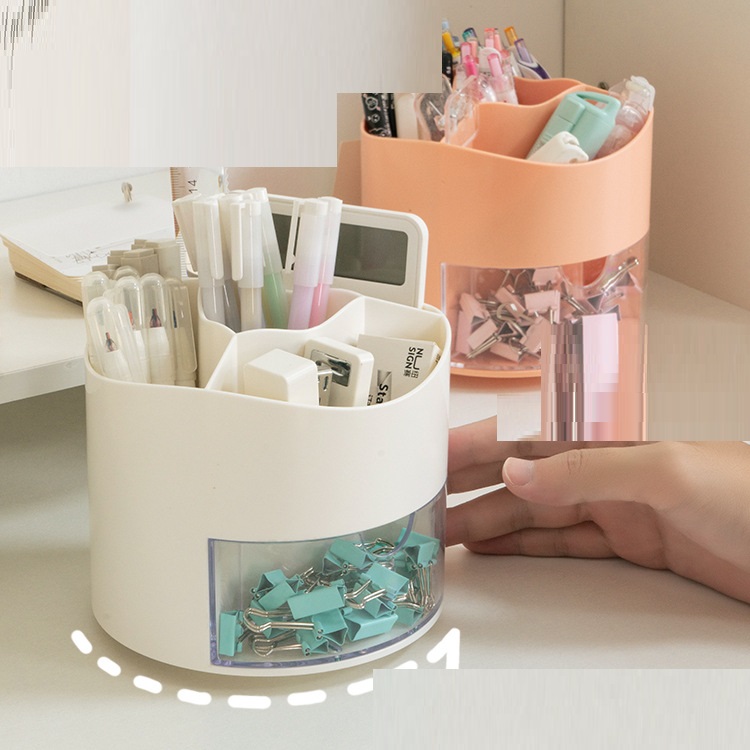 Large Capacity Desktop Drawer Stationery Storage Rotating Pen Holder - Image 9