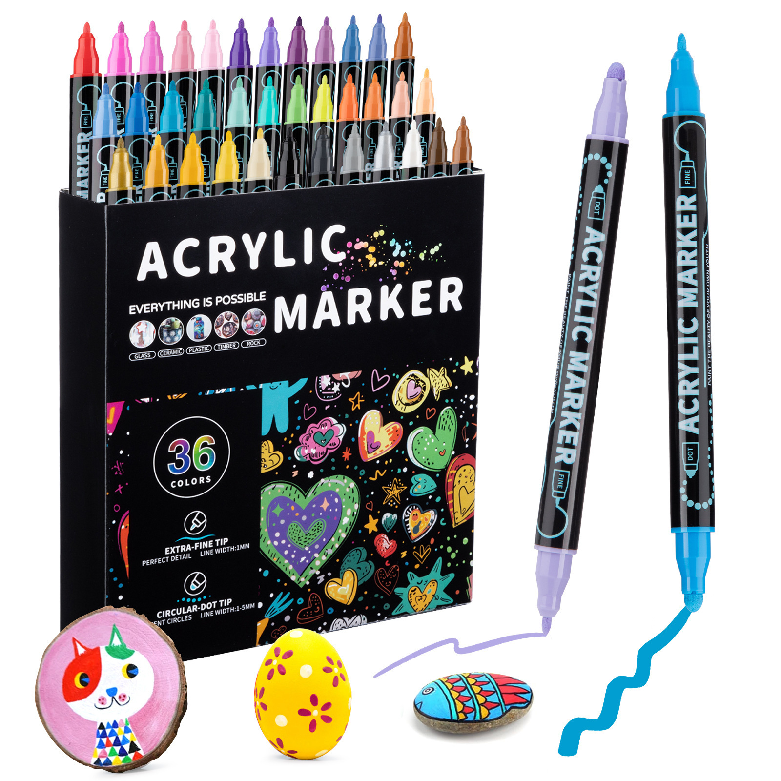 Household Stackable Dual-Tip Acrylic Markers