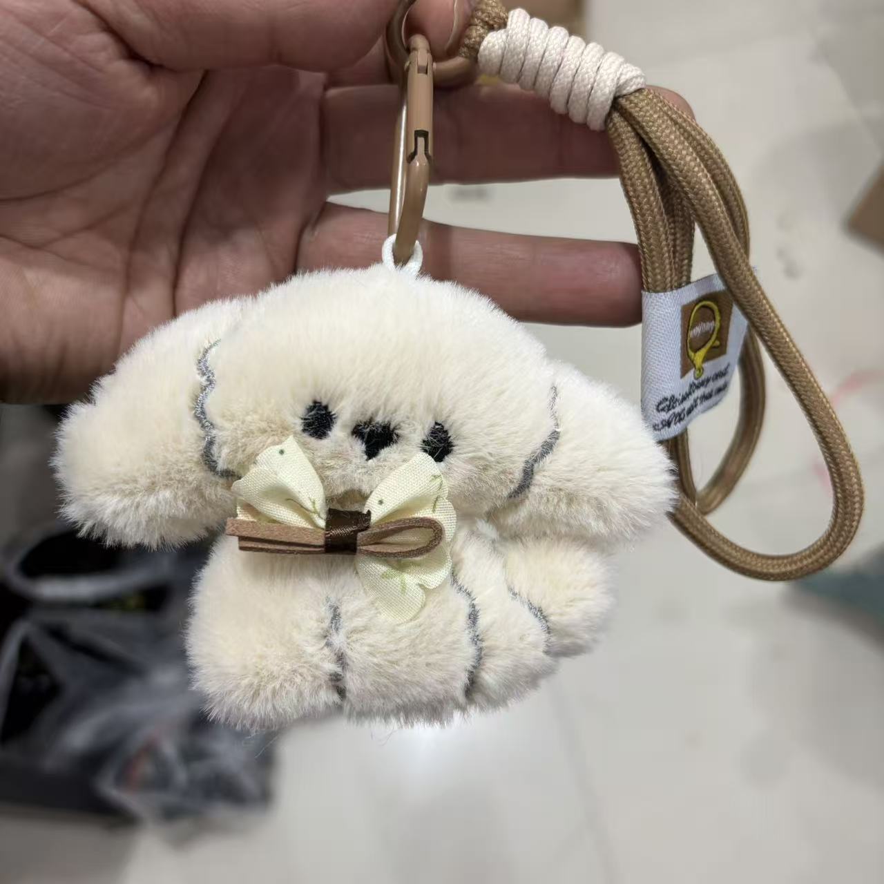 Cute Plush Puppy Bow Bag Accessory Keychain