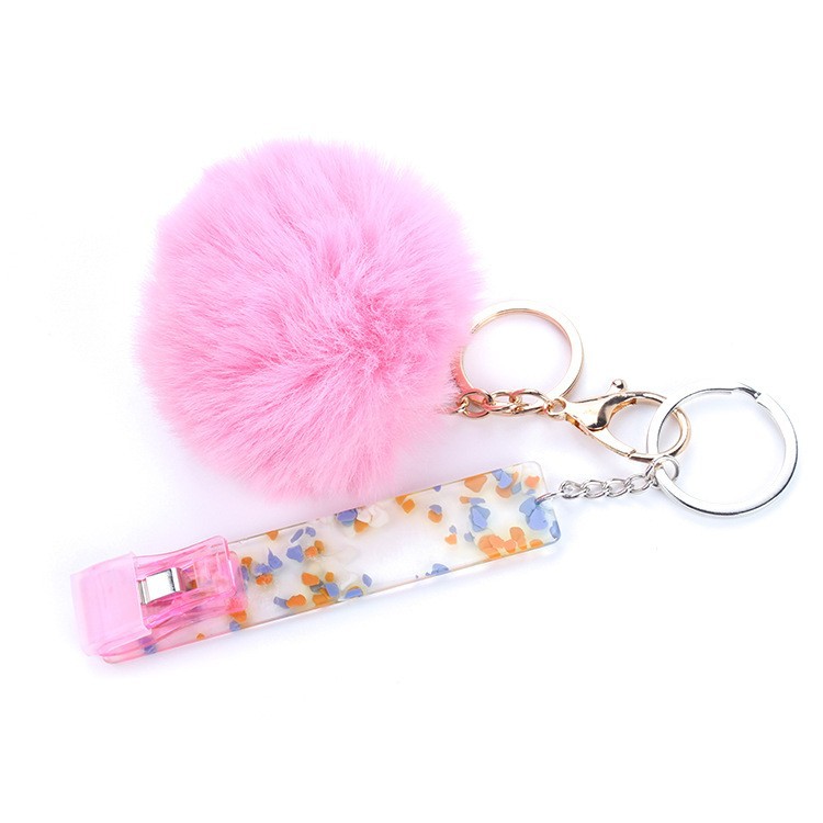 Touch-free Card Clamp DIY Keychain Fur Ball