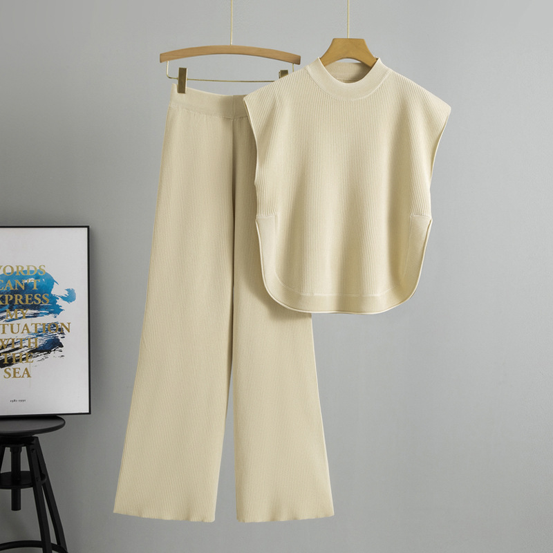 Sleeveless Knit Vest And Wide-leg Pants Set - Image 8