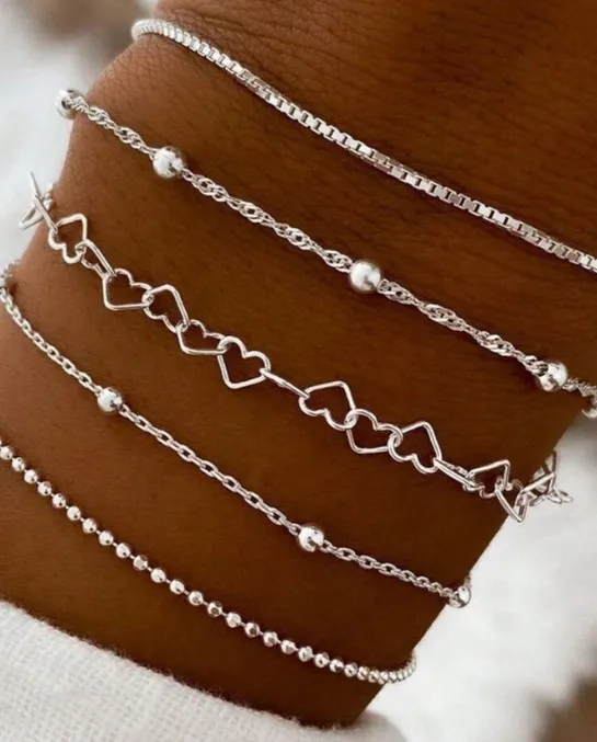 Suit Women Alloy Round Beads Simple Fashion Bracelet Silver - Shop at LoveMi