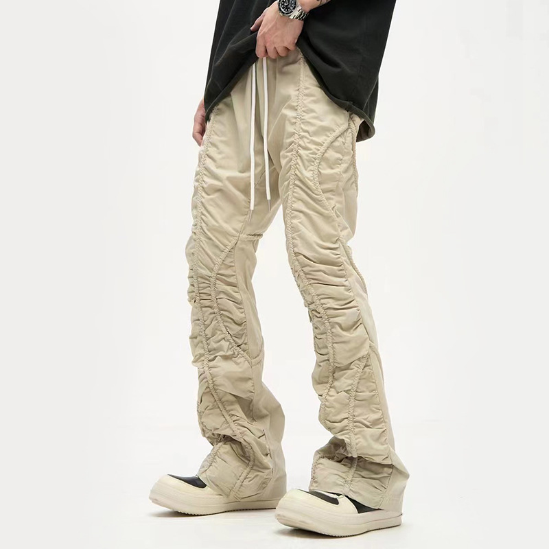 Men's Fashion Vintage Crumpled Slightly Flared Casual Pants