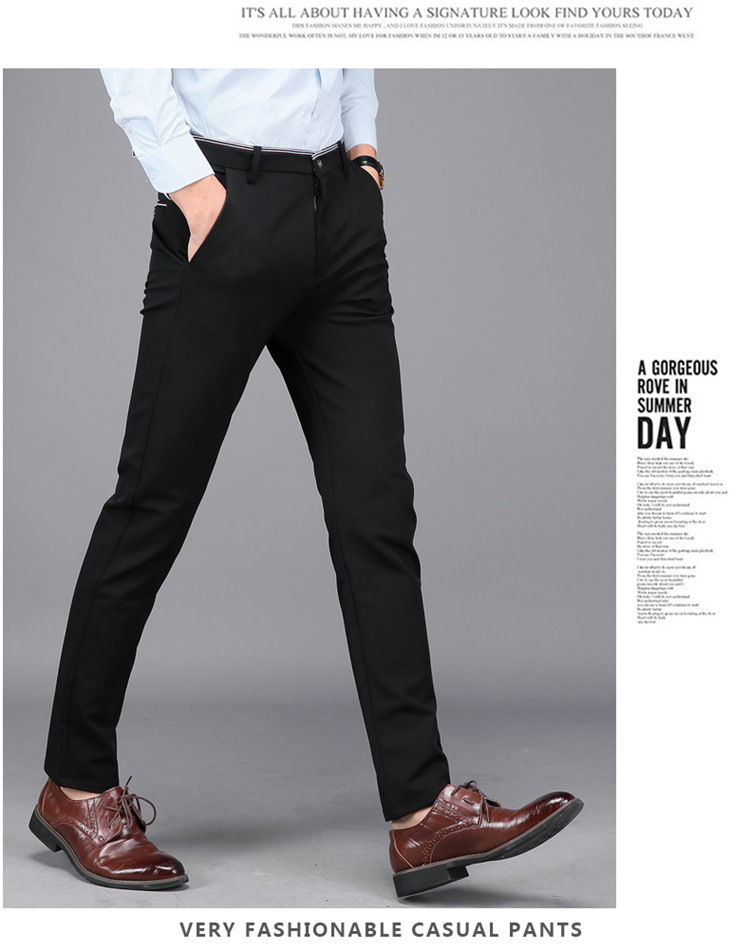 Men's Business Elastic Casual Suit Pants Slim Korean Style Trendy British Non-ironing Full Elastic Force