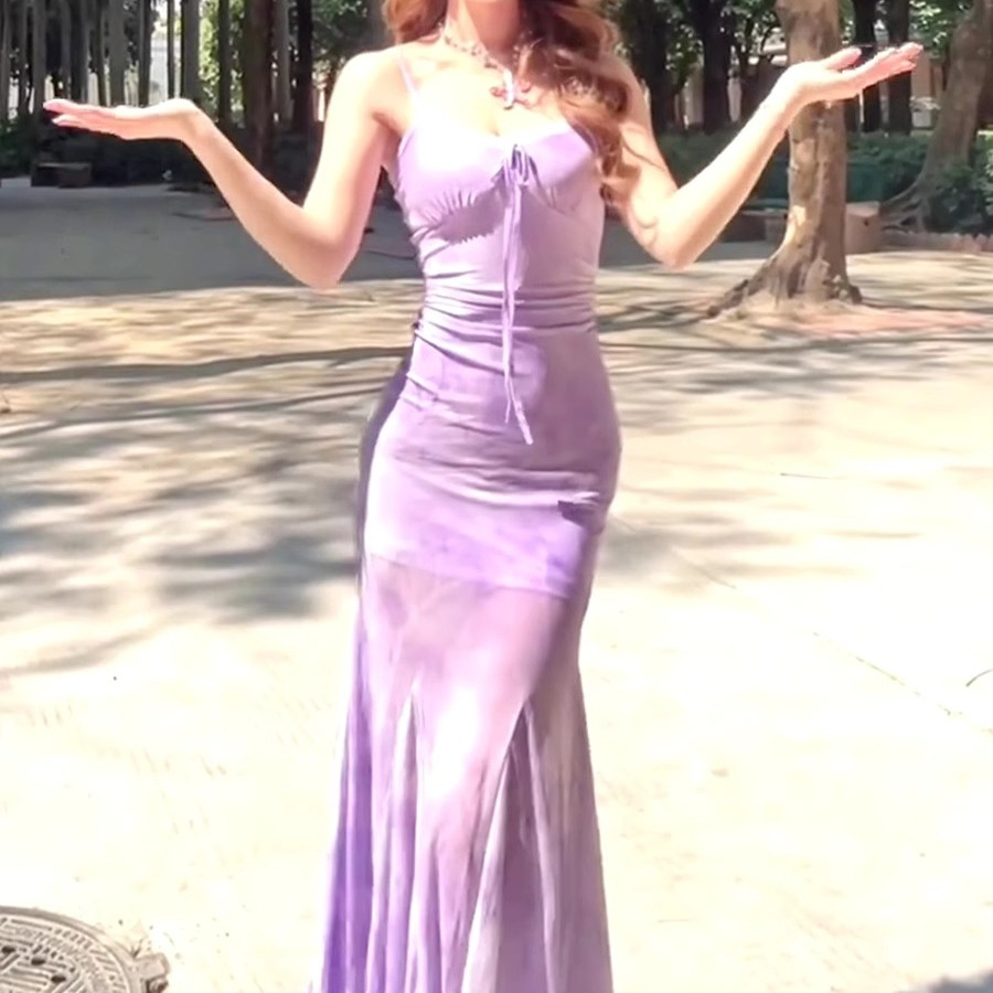 Pure Desire Style Purple Printing Slip Dress Women