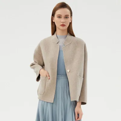 Small Stand Collar Loose Plus Size Small Woolen Easy Matching Coat