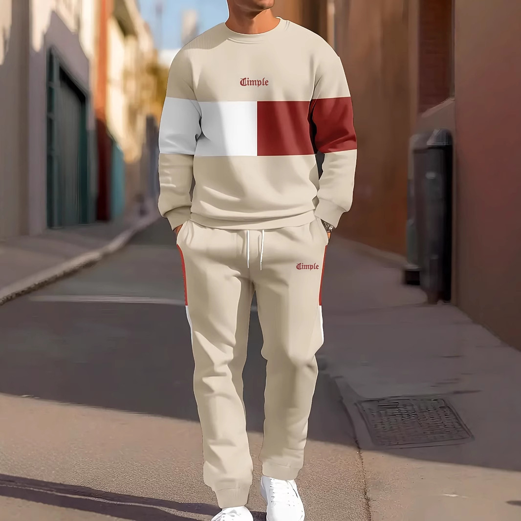 Fashion Simple Printing Sports Leisure Men's Suit