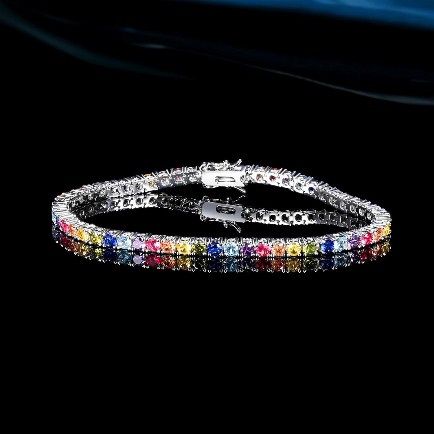 Copper-inlaid Colorful Zircon Tennis Bracelet