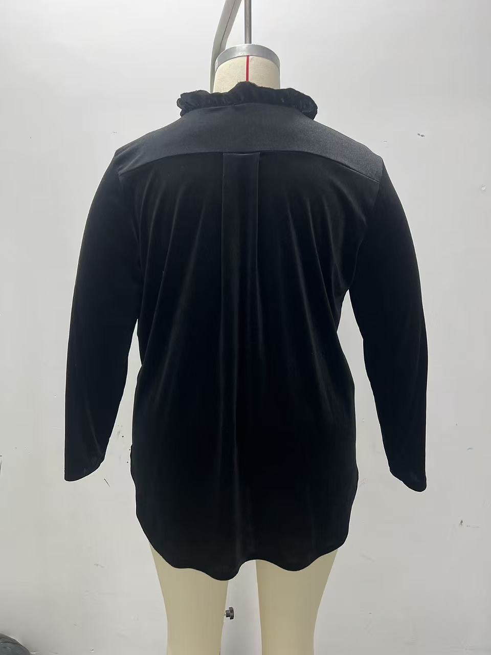 Velvet blouse styling — women's elegant V-neck pullover top