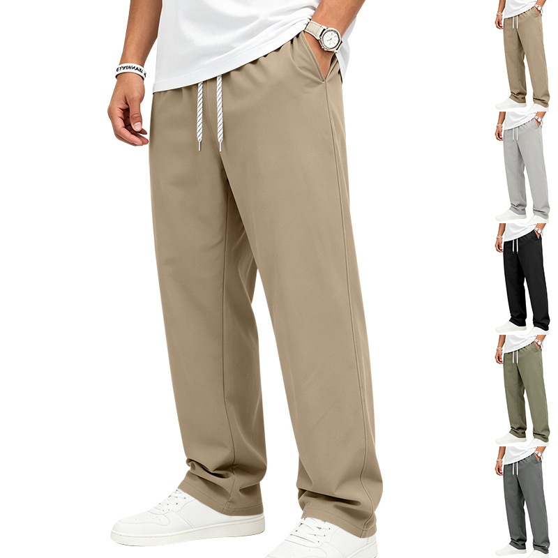 Casual Loose-fitting Breathable Straight-leg Trousers For Work And Leisure