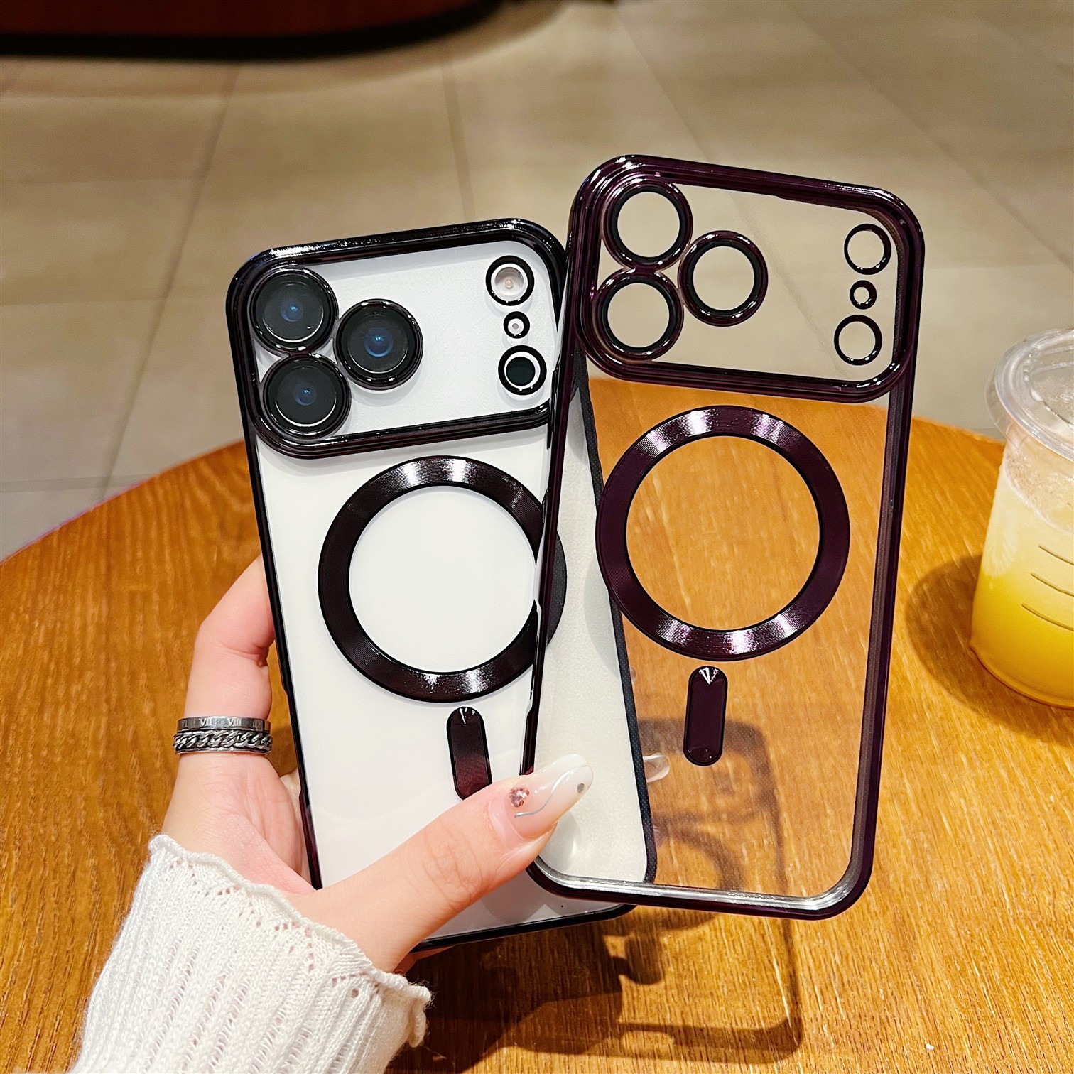 Phone Case Magnetic Suction With Tail Electroplating Transparent Lens Protector - Image 2