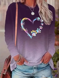 Women's New Long Sleeve 3D Printed Crew Neck Sweatshirt - Wqnt34Yt33-4Xl - View 1
