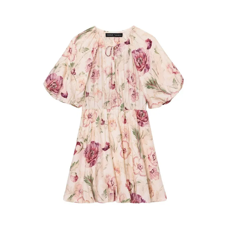 Fashion Simple And Short Bubble Hem Short Sleeve Dress