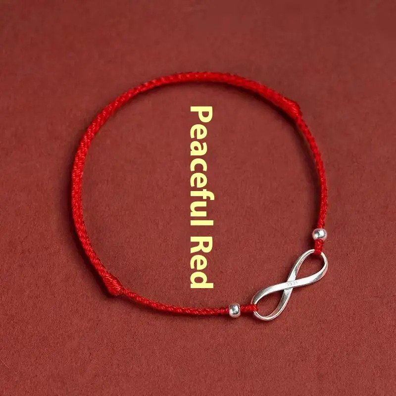 Women's Woven 925 Sterling Silver Red Rope Bracelet