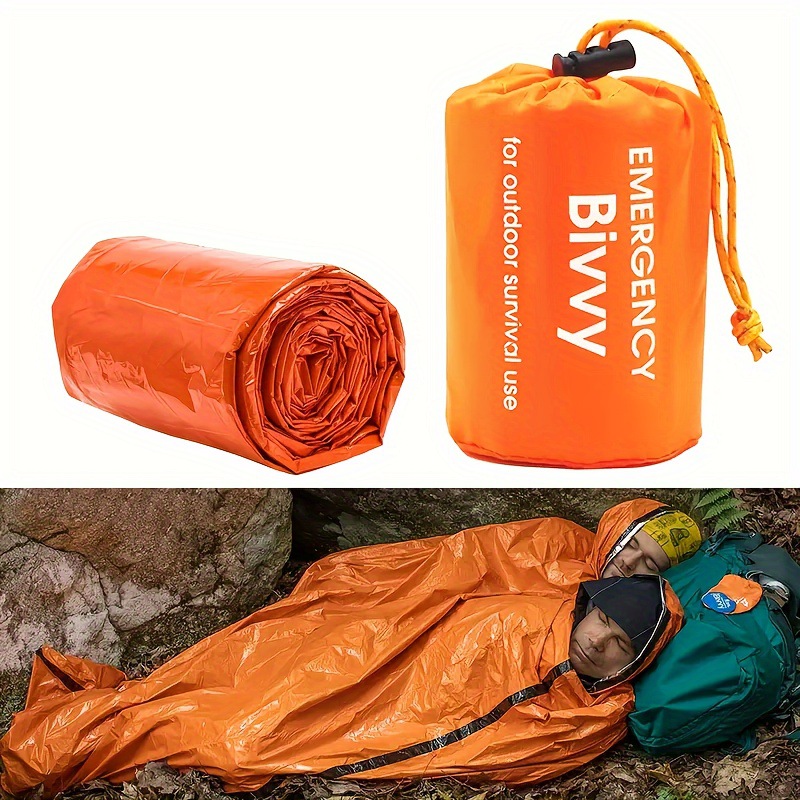 Outdoor Emergency Sleeping Bag For Camping, Hiking, And Mountain Climbing Drawstring Bag Whistle