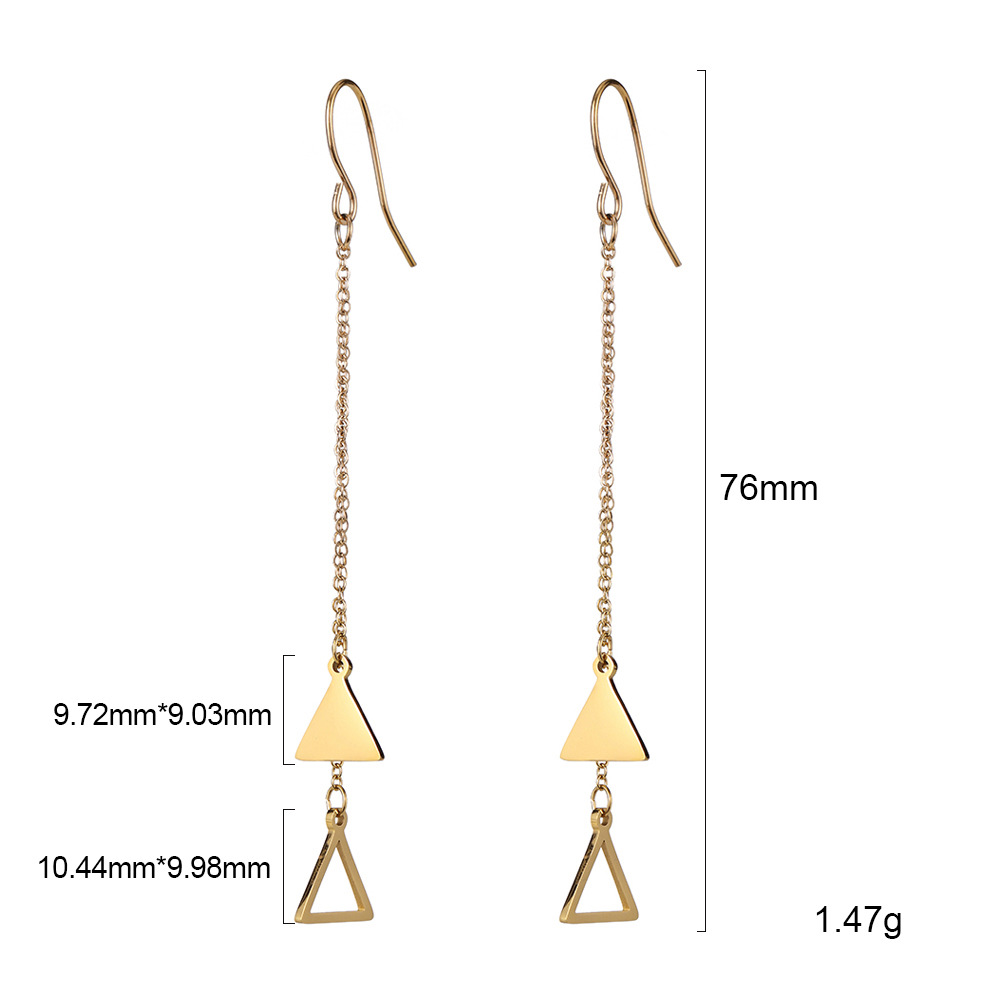 Simple Geometric Solid Hollow Double Triangle Tassel Earrings