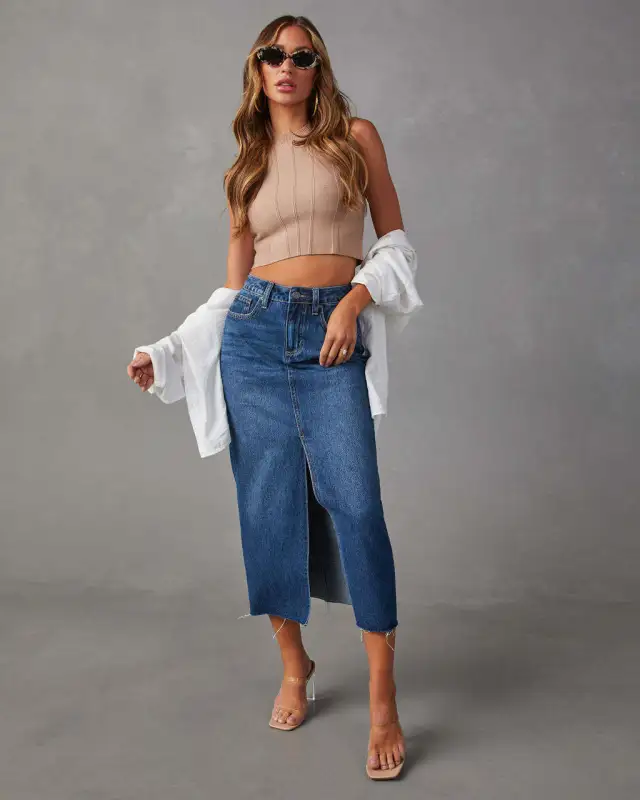 Women's Fashion Slimming Denim Skirt Blue - Shop at LoveMi