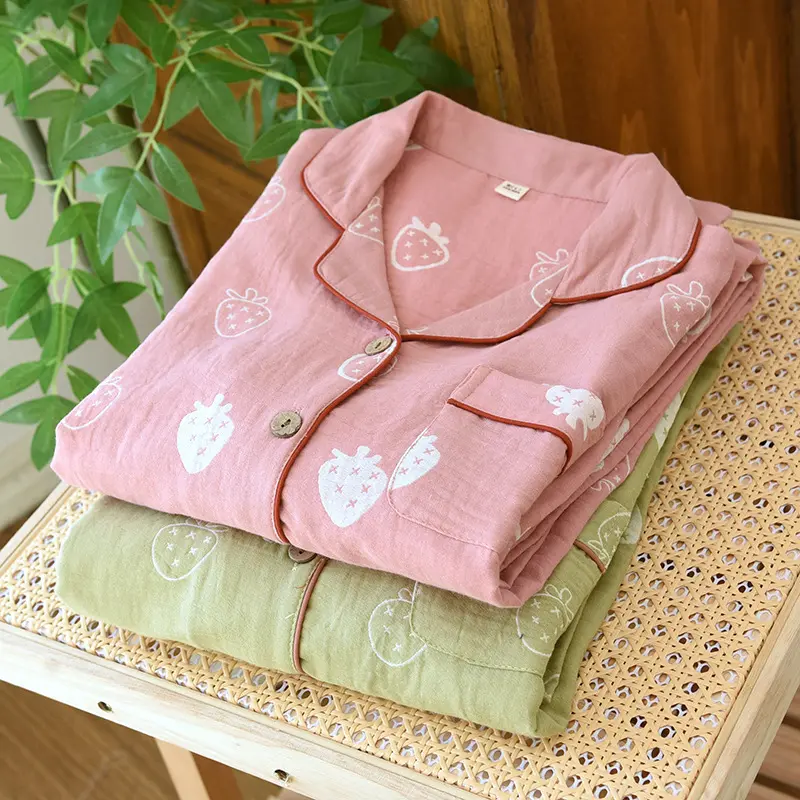 Womens Pure Cotton Double-Layer Yarn Loungewear Set