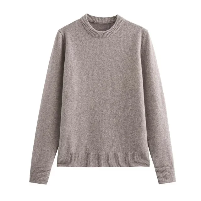 Casual Simple Round Neck Pullover Long Sleeve Sweater Coffee - Shop at LoveMi