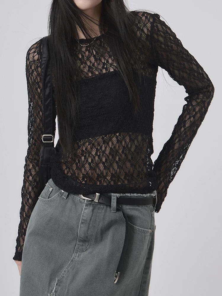Sleek Slim Fit Japanese-Style Long Sleeve Top w/ Jacquard