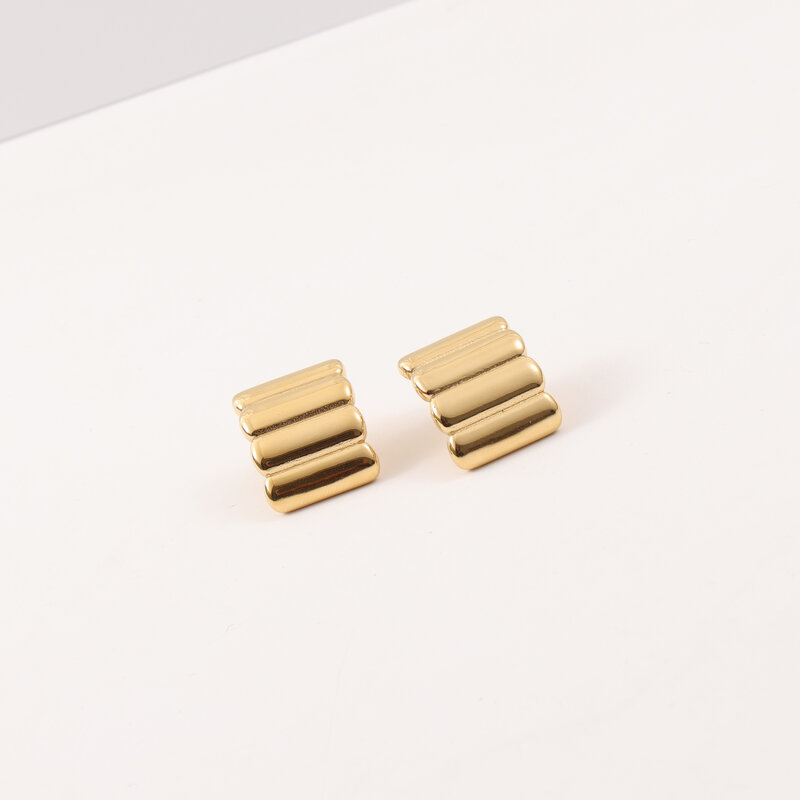 Bread Earrings Titanium Steel Plated 18K Gold