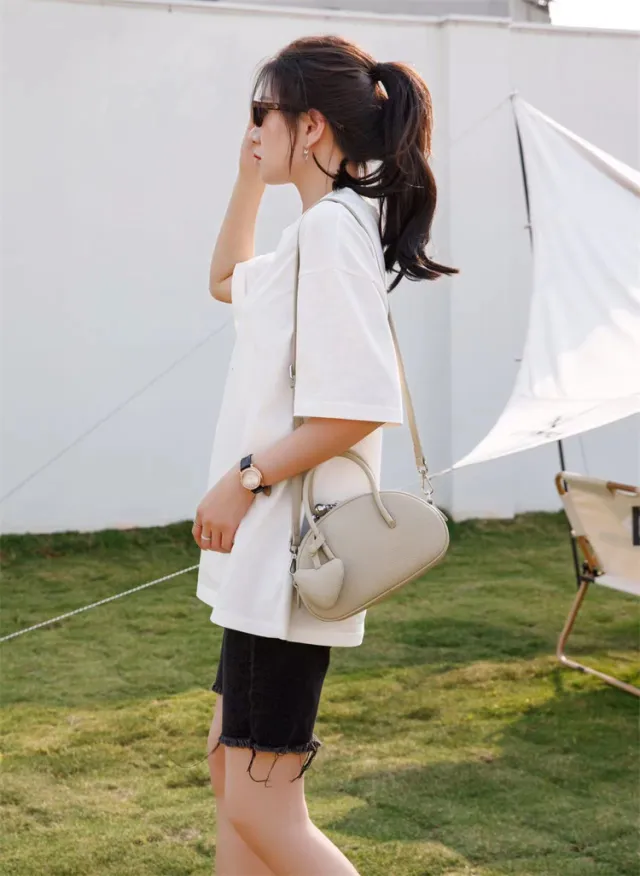 Handbag For WomenLuxury Desinger Heart Crossbody Bag Solid Concise Ladies Femlae Bag Apricot - Shop at LoveMi