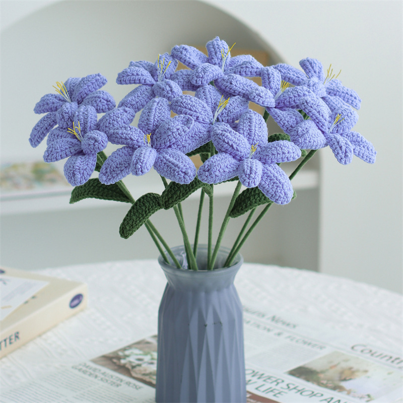 Hand-knitted Finished Yarn Bouquet Of Knitted Artificial Flowers 34