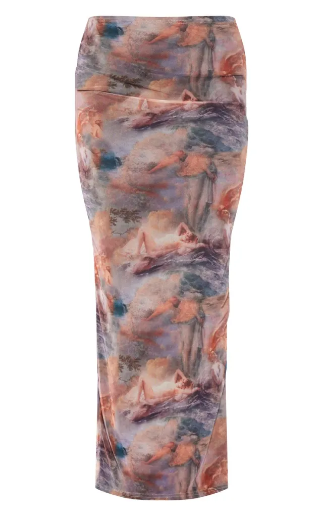 Women's Fashionable Green Gradient Print Skirt Gray - Shop at LoveMi